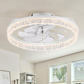 20 Inch 7-Blade White LED Ceiling Fan with Light and Remote Control